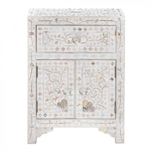 Mother of Pearl Inlay Nightstand and Bedside Table