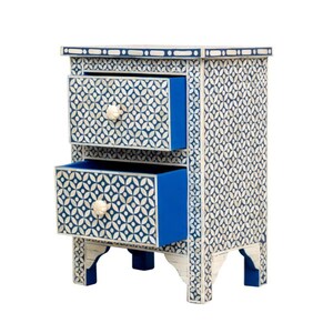 Bone Inlay Nightstand Table Blue - Etsy