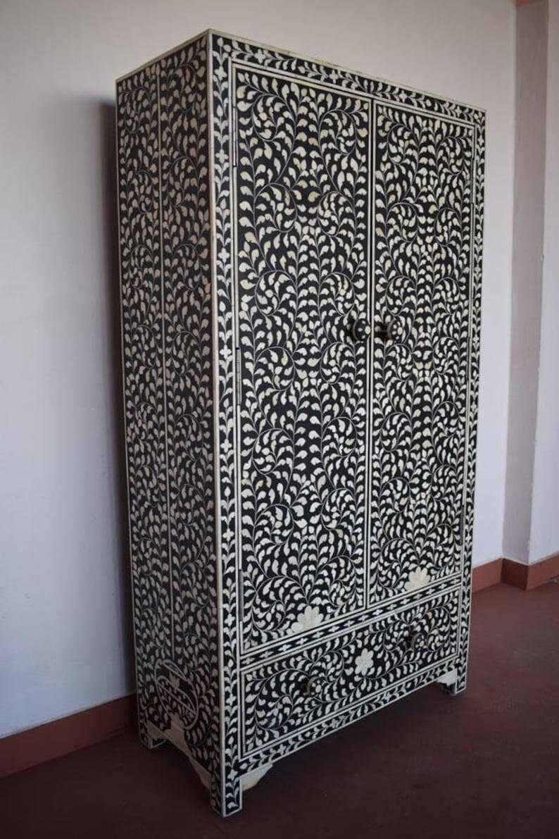 Bone Inlay Armoire Cupboard 2 Door 1 Drawer Bottom - Etsy UK