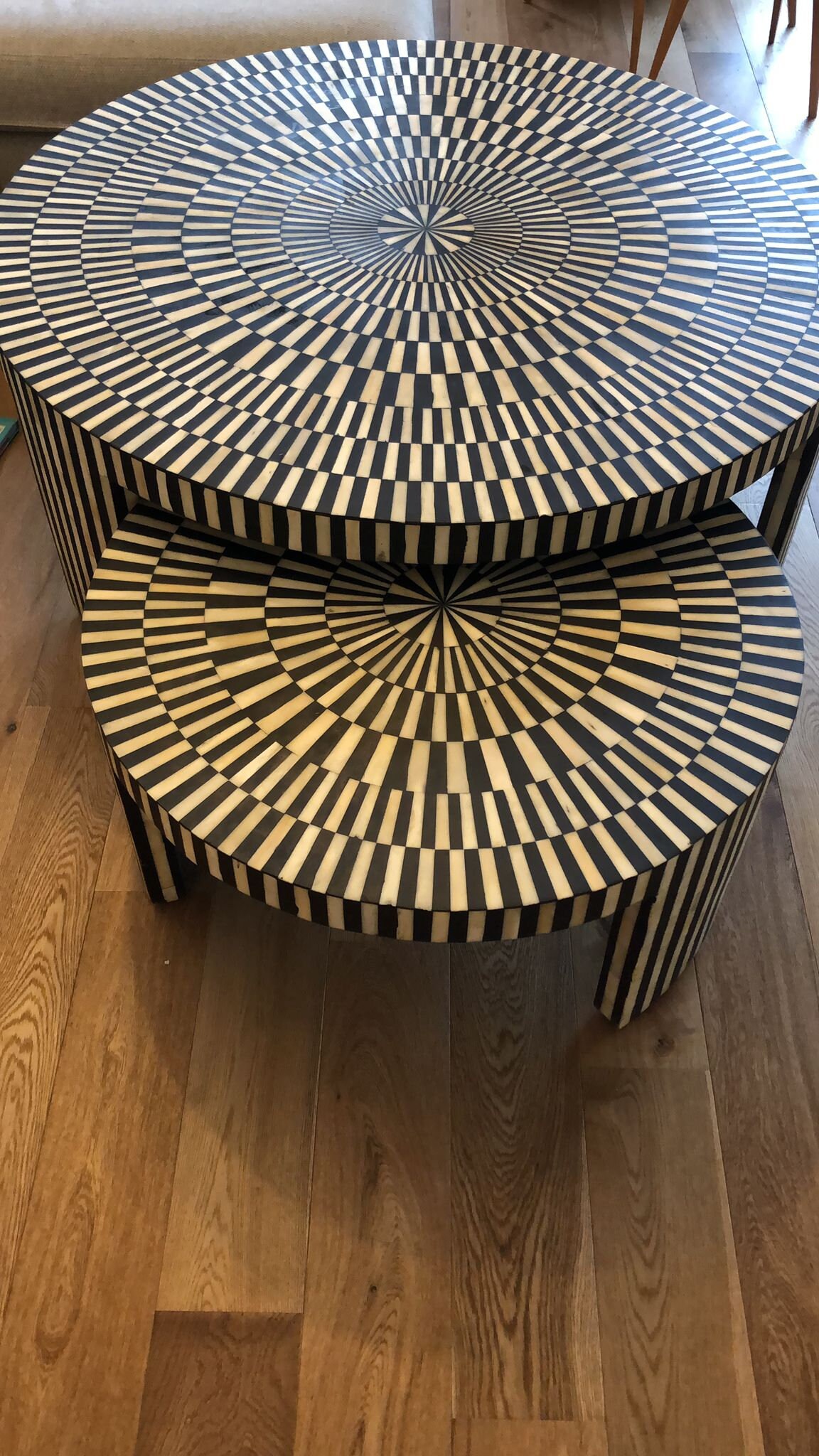 Black and white inlay on sale side table