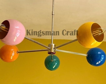 Modern Eyeball Shade Sputnik Chandelier Home Décor Multicolor Brass Light Pine wheel Sputnik 5 Light Best Christmas Lamp