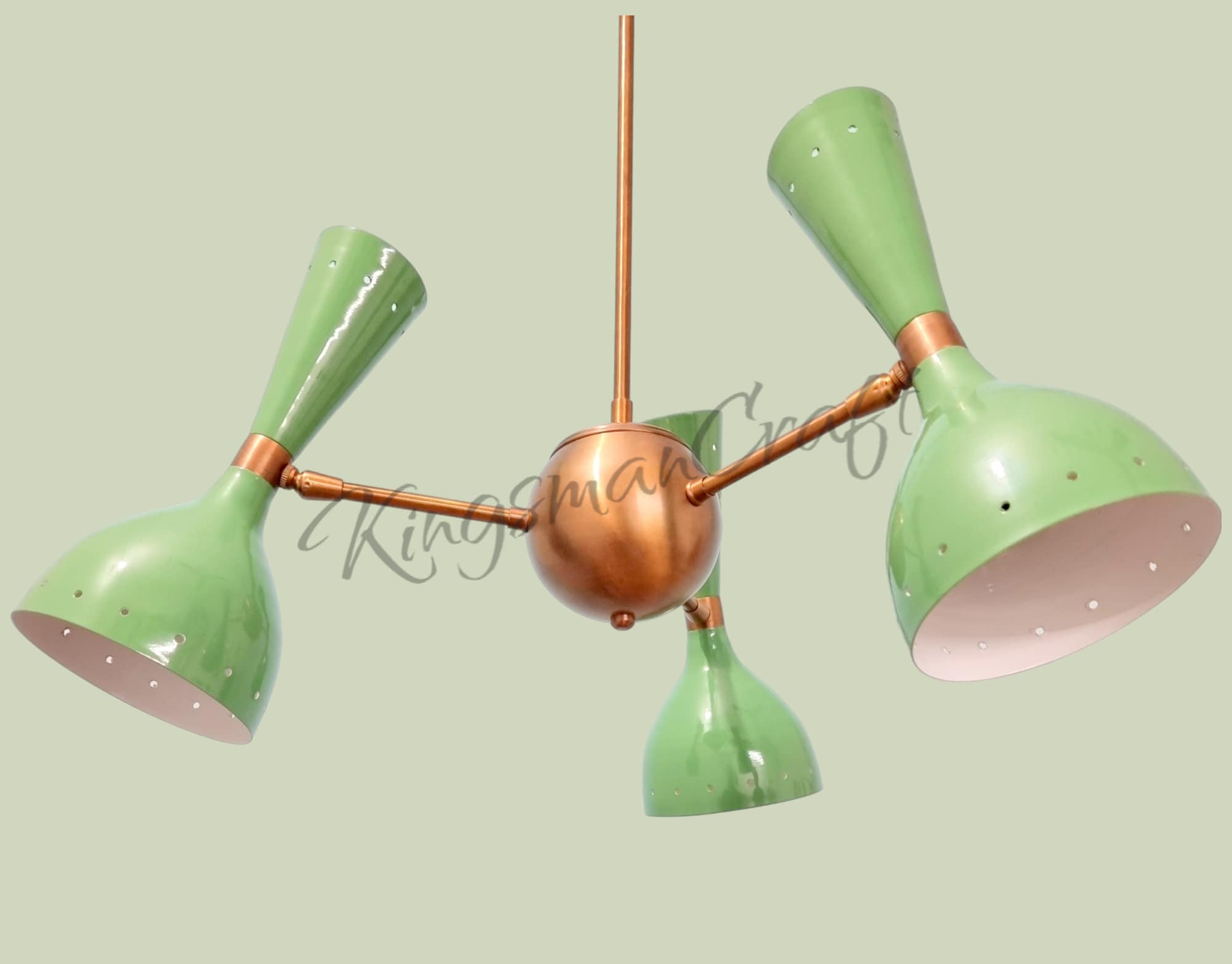Lustre Sputnik de latão personalizado | Luminárias Diabolo premium de 3 luzes | Luminária de teto moderna de meados do século | Decoração de luxo artesanal para casa