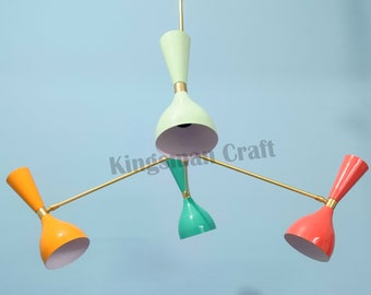 Customized Color Brass Sputnik Light Premium Four Diabolo Shades Elegant Iconic Ceiling Lamp Fixture