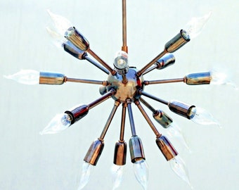 16-armiger Messing-Kronleuchter im Mid-Century-Design, Antik-Finish, Sputnik-Dekorbeleuchtung, Sputnik Iconic Light