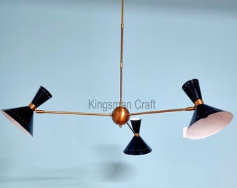 3 Arms Diabolo Lamp Made From Brass Stilnovo Decorative Chandelier Light Fixture