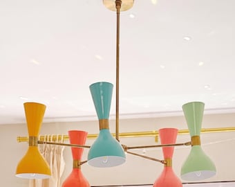 5-Arm Sputnik Chandelier | Mid-Century Modern Brass Ceiling Light