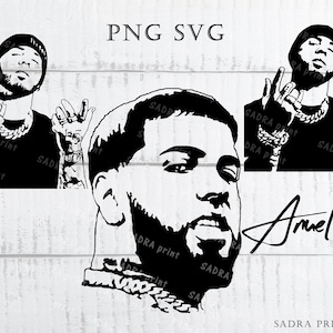 4 different files in SVG PNG JPG files anuel Aa Silhouette Wall art print files for cut Instant digital files