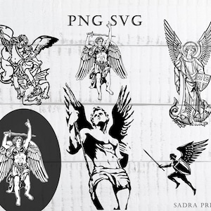 Erzengel Michael SVG | St Michael Vektor Clipart, christliche Kunst (digitaler Download)