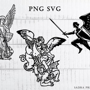 3 different files in SVG PNG JPG files Archangel Michael  Silhouette Wall art print files for cut Instant digital files