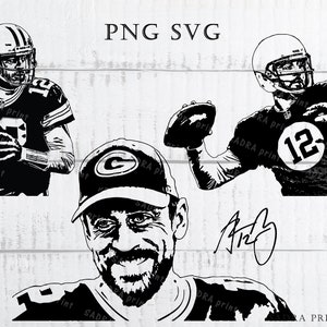 4 different files in SVG PNG JPG files  Aaron Rodgers Wall art print files for cut Instant digital files American football lovers gift