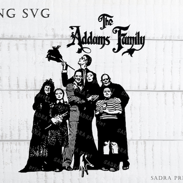 Addams Family in SVG PNG JPG files Halloween svg  player Wall art print files for cut Instant digital  Horror movies
