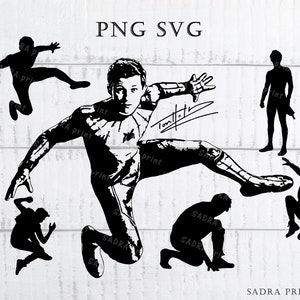 7 different files in SVG PNG JPG files Tom Holland Silhouette Wall art print files for cut Instant digital files