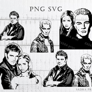 Silueta de Angel Spike SVG PNG / Clipart vectorial de Buffy la cazavampiros / Camiseta de regalo para fan de la serie de televisión Vampire TV Descarga instantánea
