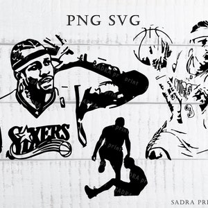 4 different files in SVG PNG JPG files Allen Iverson  Silhouette Wall art print files for cut Instant digital files Basketball lovers gift
