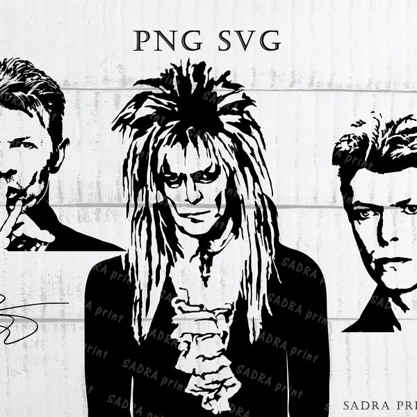 4 different files in SVG PNG JPG files David Bowie  Silhouette Wall art print files for cut Instant digital files The labyrinth