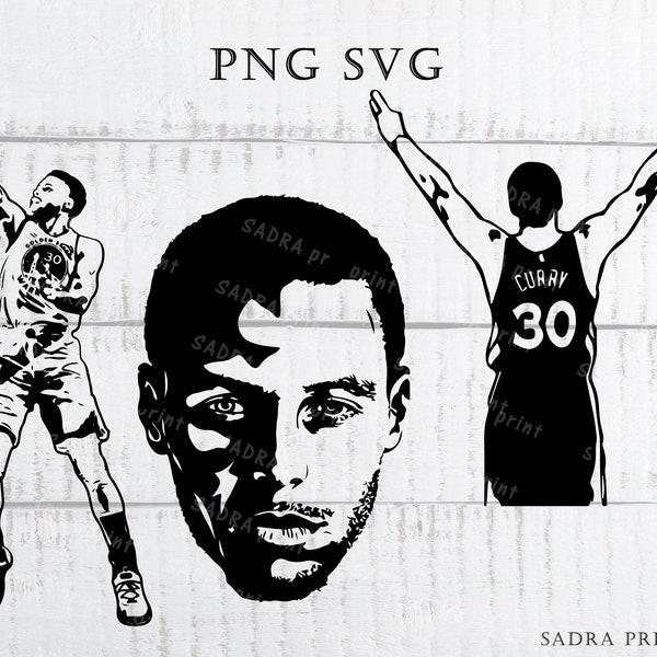 4 different files in SVG PNG JPG files of  Stephen Curry  Wall art print files for cut Instant digital files Basketball lovers gift