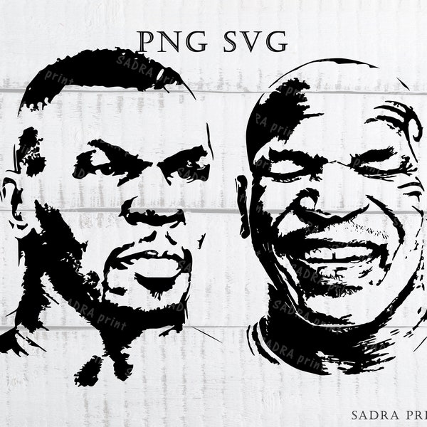 3 different files in SVG PNG JPG files Mike Tyson  Silhouette Wall art print files for cut Instant digital files Boxer lovers