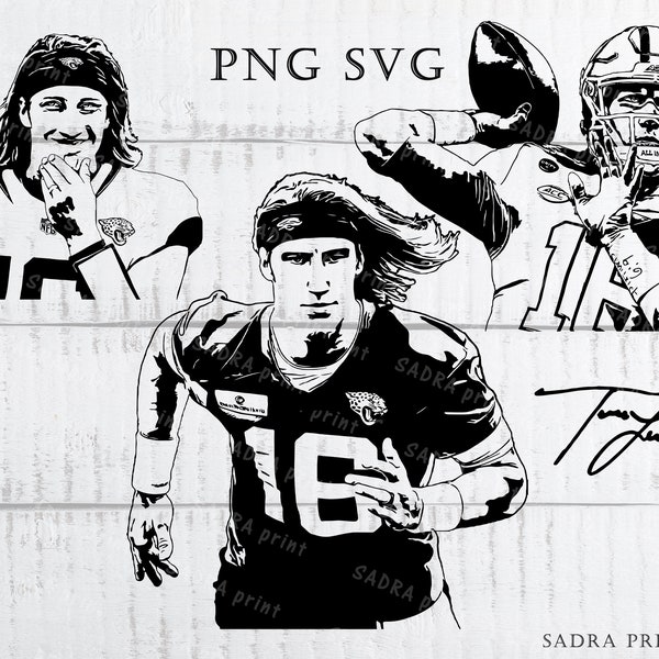 4 different files in SVG PNG JPG files Trevor Lawrence Wall art print files for cut Instant digital files American football lovers gift