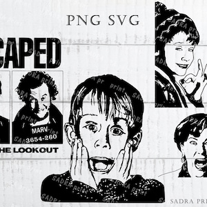 Home Alone Movie Silhouette, Kevin, Marv, Harry (Digital Files)