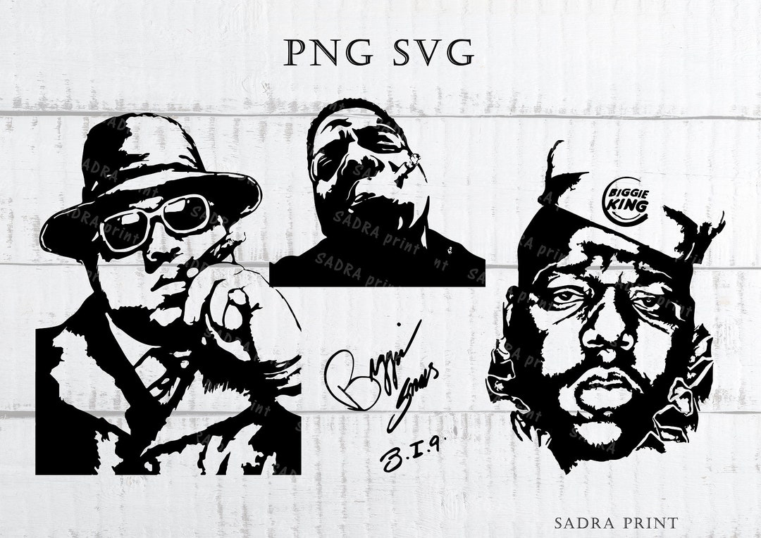 4 Different Files in SVG PNG JPG Files Biggie Smalls Silhouette Wall