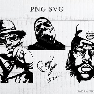 4 verschiedene Dateien in SVG PNG JPG Dateien Biggie Smalls Silhouette Wand Kunst Druck Dateien zum Schneiden Sofortige digitale Dateien