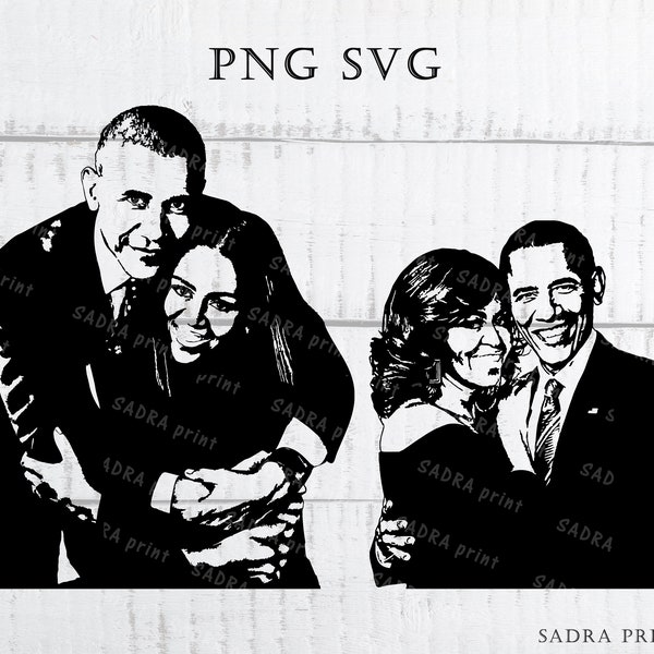 4 different files in SVG PNG JPG files President and first Lady Silhouette Wall art print files for cut Instant digital files