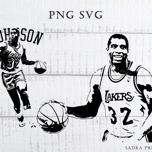 3 verschillende bestanden in SVG PNG JPG-bestanden Magic Johnson Silhouette Wall Art-afdrukbestanden om te knippen Instant digitale bestanden Cadeau voor basketballiefhebbers