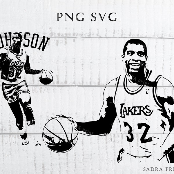 3 different files in SVG PNG JPG files Magic Johnson  Silhouette Wall art print files for cut Instant digital files Basketball lovers gift