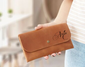 Personalized Clutch Bag, Leather Envelope Handbag, Gifts for Her, Women Wrist Bag, Custom Evening Bag, Engraved Clutch Purse, Wedding Gifts