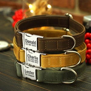 Personalized Dog Collar Leather, Engraved Dog Collar, Custom Pet Collars for Dogs Small Medium Large Puppy, Girl Dog Collar Boy