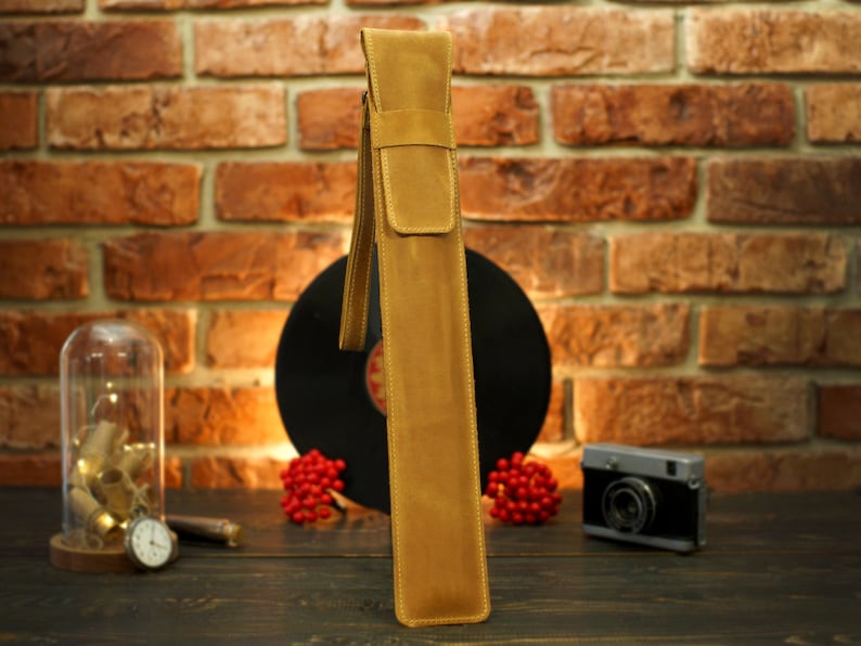 Leder Drumstick Tasche, Personalisierte Drum Stick Tasche, Geschenk für Schlagzeuger, Gravur Halter Hülle, Trommelschläger Geschenke, Drumstick Tasche Organizer Curry