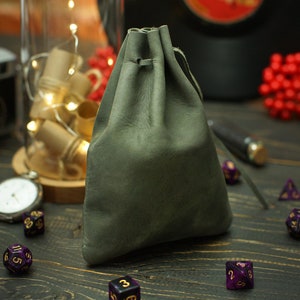 Leather DnD Dice Bag, Personalized Drawstring Dice Bag, Birthday Gifts, Engraved DnD Dice Organizer Holder, Custom Dice Storage Box Case Graphite