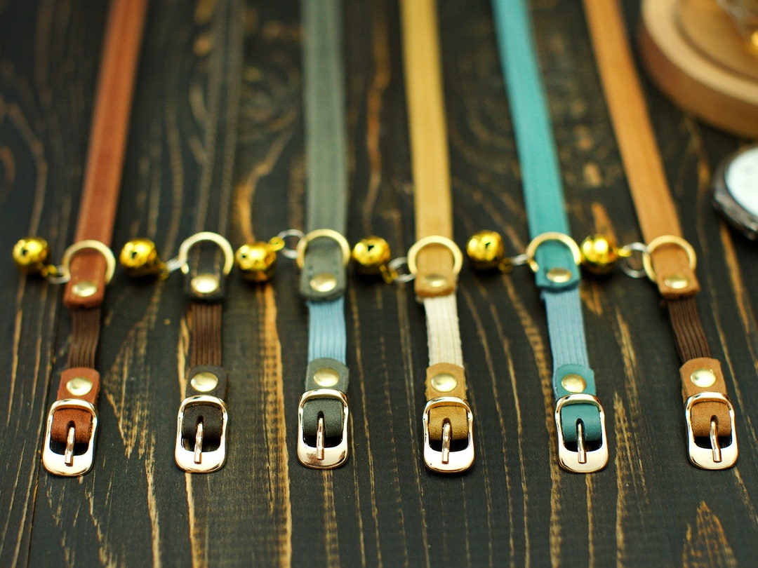 Leather Cat Collar With Name, Personalized Cat Collar, Engraved Cat