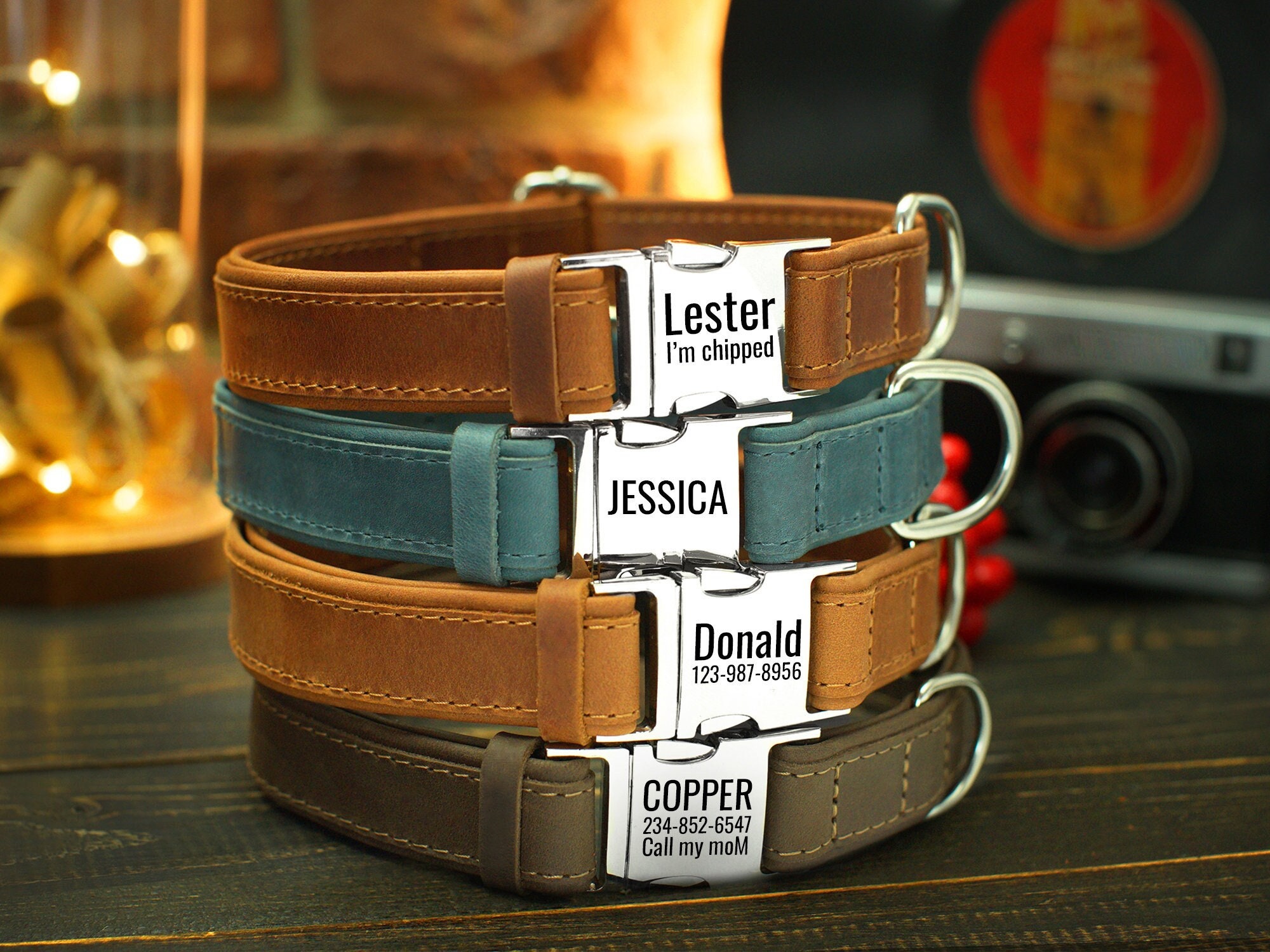 Embroidered Leather Dog Collars