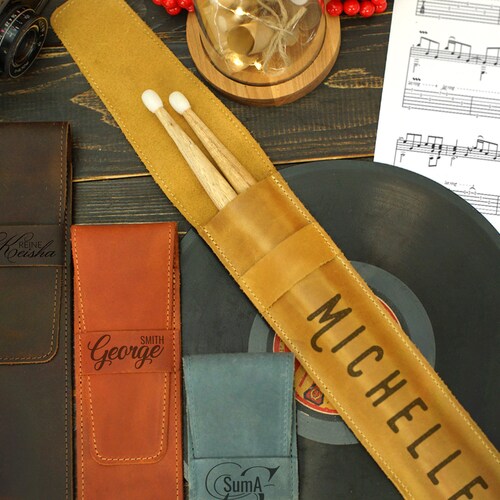 Personalized Leather Drum Stick Bag Drumstick Holder Etsy