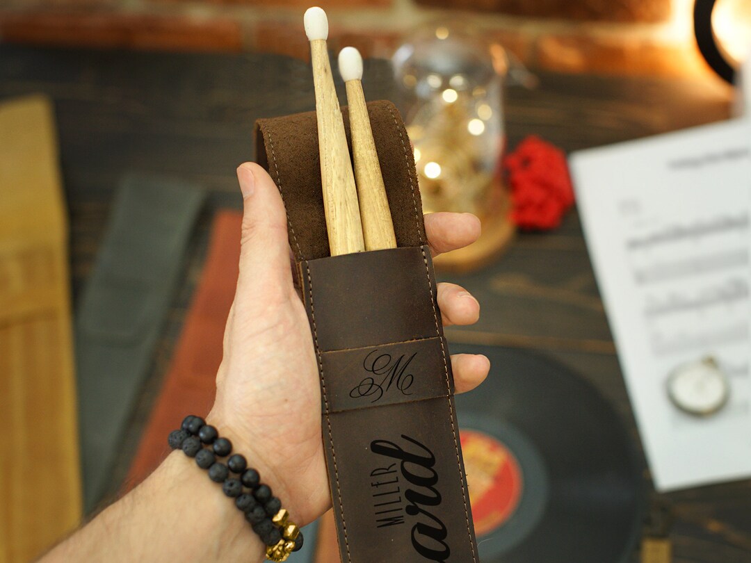Custom Drum Stick Bag, Leather Drumstick Holder Pouch, Drummer Gift
