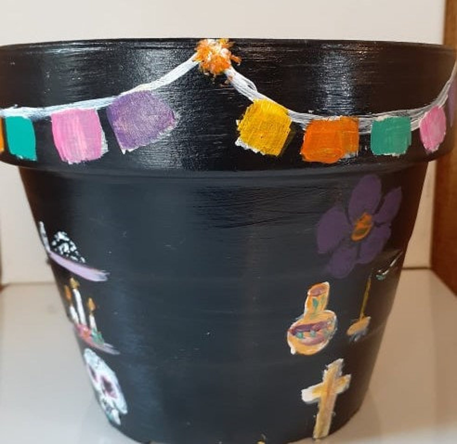 Dia De Los Muertos Flower Terra Cotta Flower Pot Day of the Dead Terra