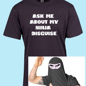 ninja face disguise tv gift funny advertising deals tshirt tee look. bargains. shopping.advert television add new funny birthday party gift Charcoal