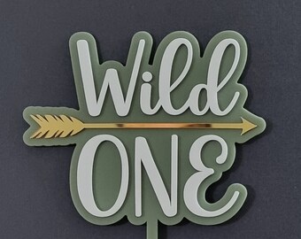 Wild One cake topper, Dual Layered Acrylic, Personalised, Custom