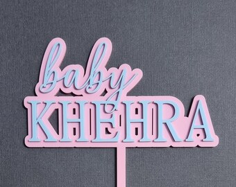 Personalized Baby Shower Cake Topper, Dual Layered Acrylic