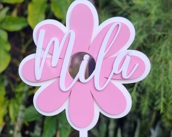 Daisy cake topper, Acrylic, Personalised, Custom