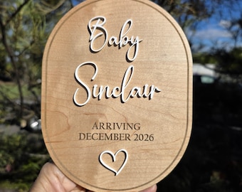 Custom Baby Arrival Wooden Sign, Pregnancy Announcement Plaque