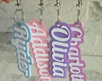Personalized Acrylic Name Tag, Custom School Backpack Tag