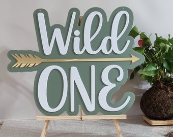 Wild One Birthday Acrylic Sign, Personalized Party Decor