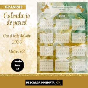 JW TJ 2026 Spanish Calendar Year Text | Mateo 5:3, Printable