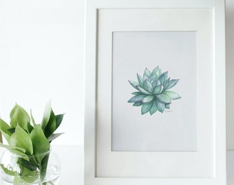 Succulent Water Color | Instant Download | Printable Wall Art | Hand-Painted | Minimalistic Nature Home Decor