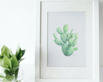 Cactus Water Color Print | Instant Download | Printable Wall Art | Hand-Painted | Minimalistic Nature Home Decor