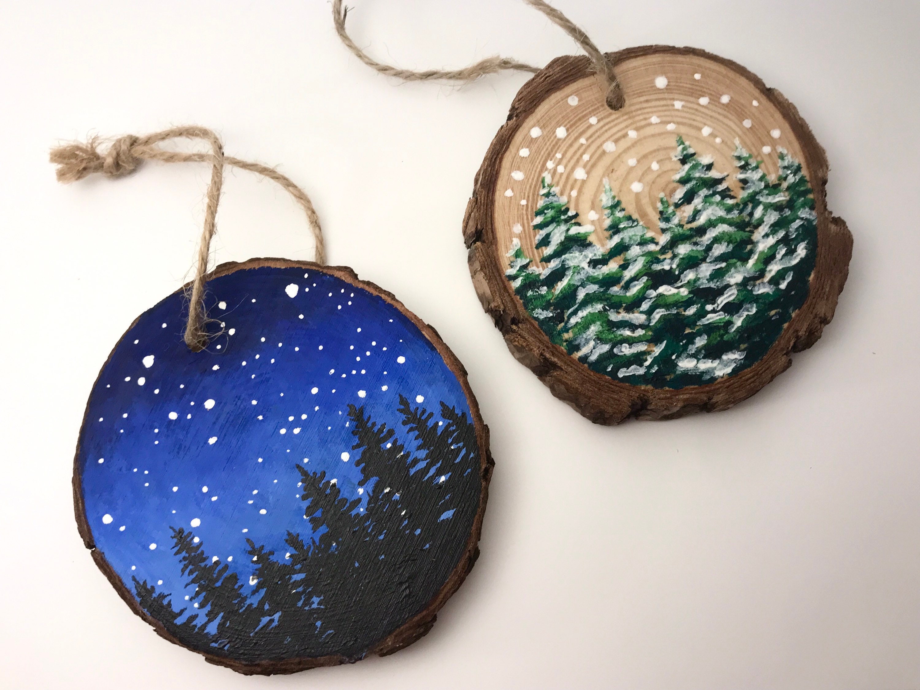 Marbled Wood Slice Ornaments with Plaid Crafts!