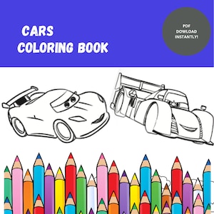Cars Coloring Book- Printable, 15 Pages - Etsy