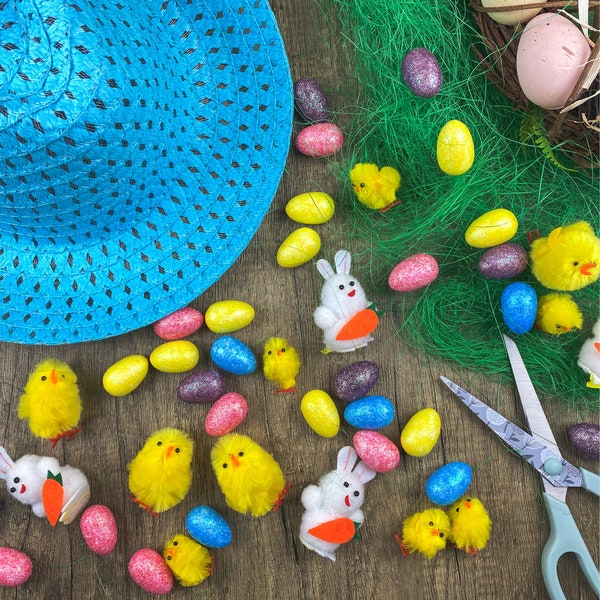 Boys Make Your Own Easter Bonnet Cowboy Hat - Complete Decorating Kit - Chicks, Eggs, Bunnies